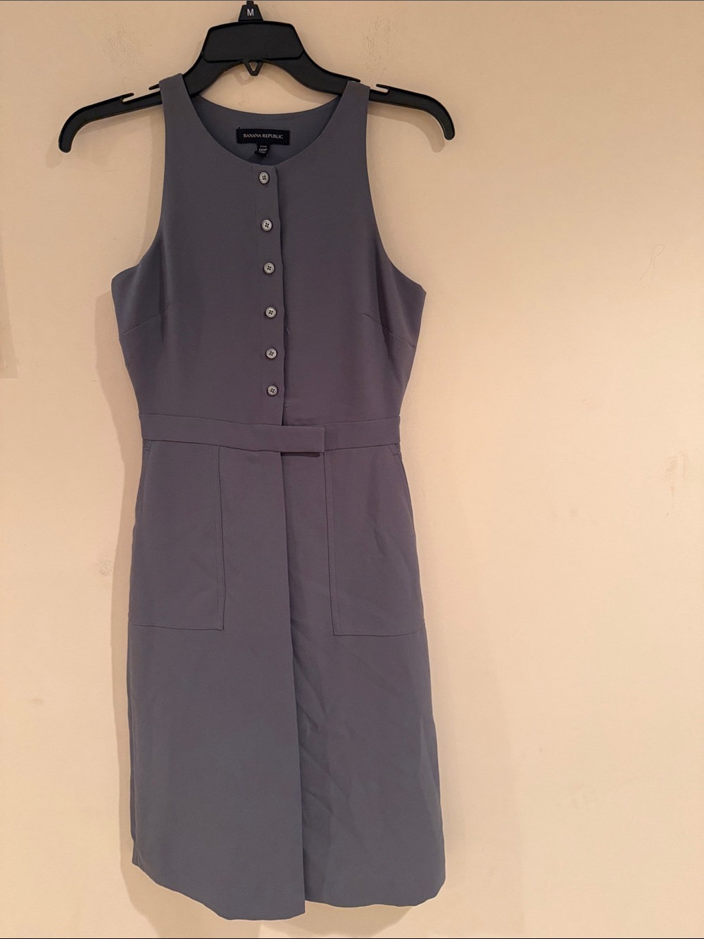 Banana Republic Gray Sleeveless Button-Front Midi Dress